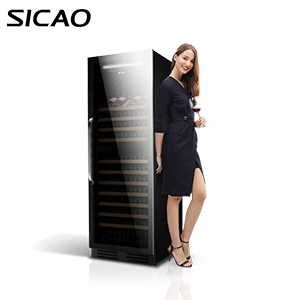 SICAO 400L 177bottles freestanding mirror glass door wine cooler refrigerator